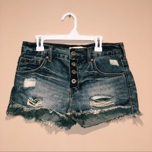 High waisted denim shorts